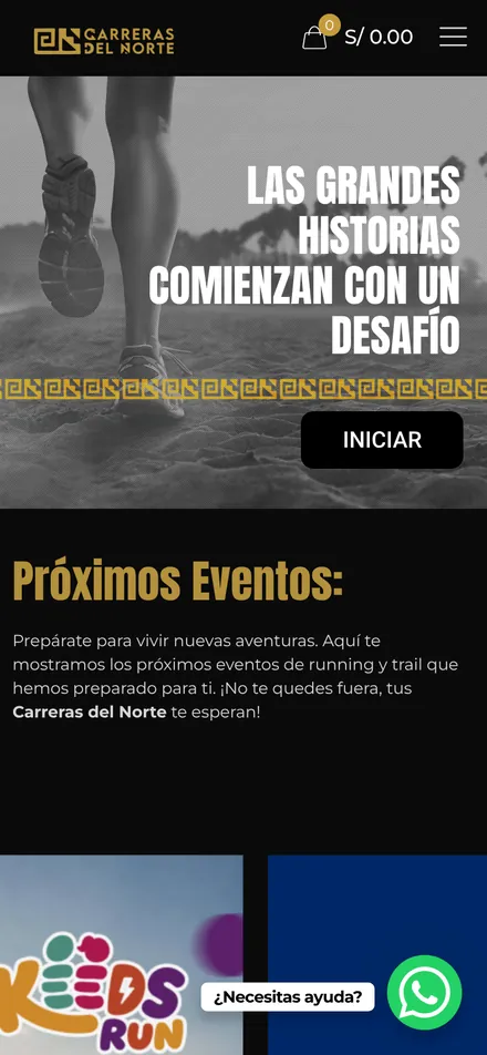 Web de Carreras del Norte en celular