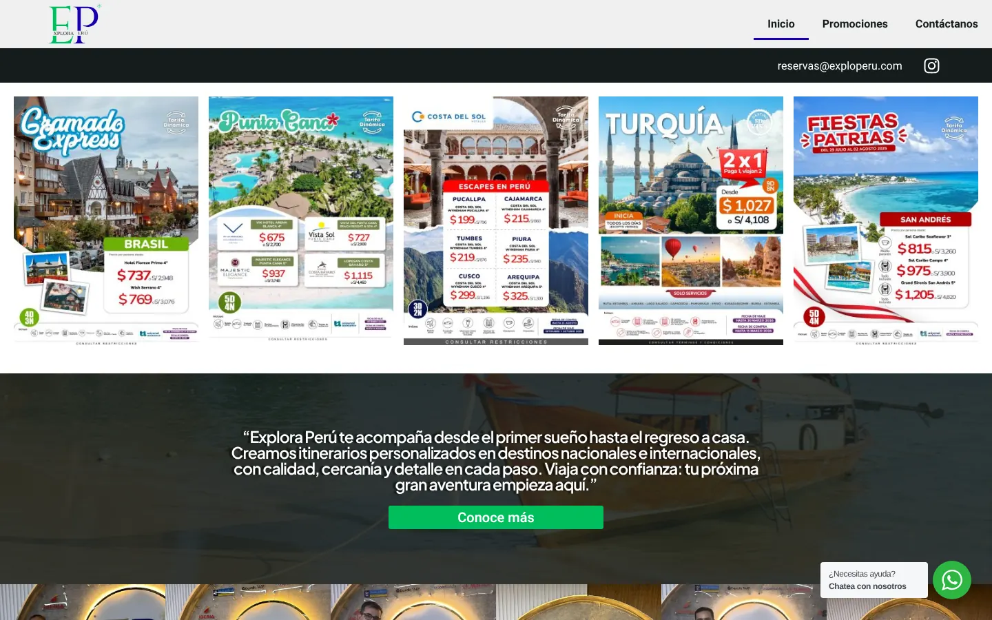 Web de Explora Perú en computadora