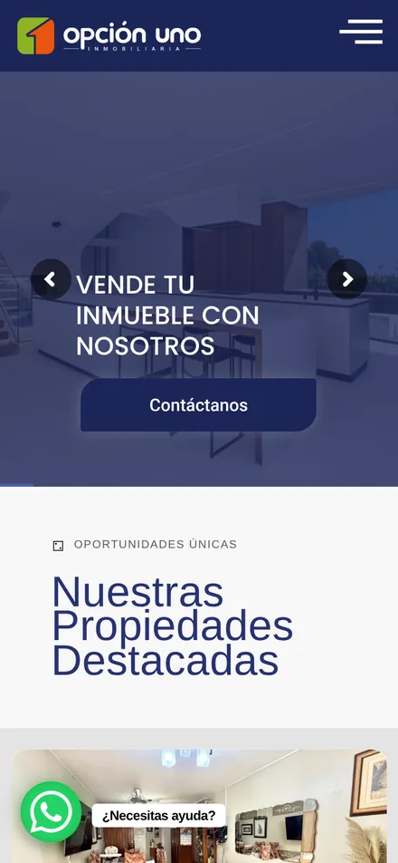 Web de Opción Uno en celular