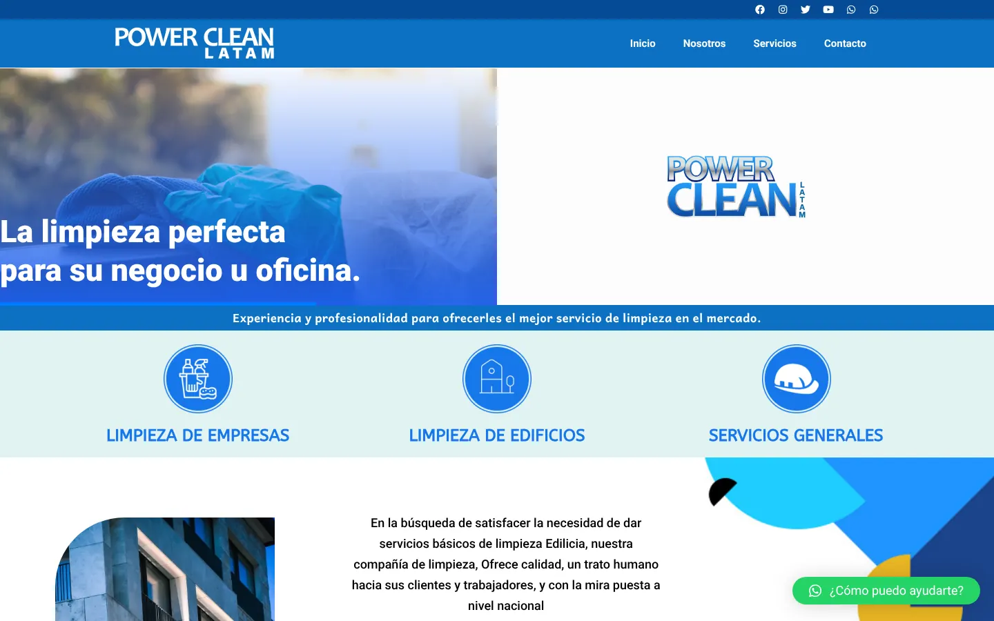 Web de Power Clean Latam en computadora