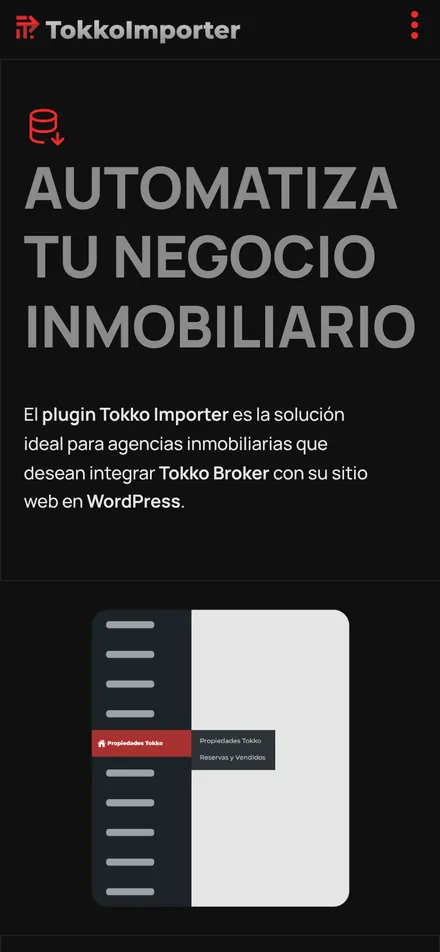 Web de Tokko Importer en celular